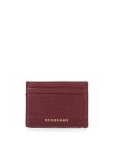 Sandon House Check & Leather Card Case, Wine