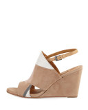Jordy Colorblock Wedge Sandal, Beige