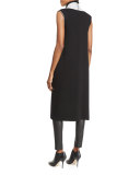 Laurie Long Knit Wool Vest, Black