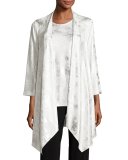 Silver Cloud Drape-Knit Cardigan, White/Silver