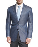 G-Line Small Box-Check Sport Coat, Light Blue