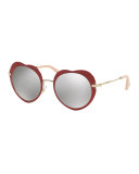 Mirrored Heart Sunglasses, Red