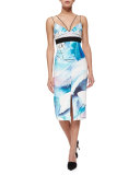 Silk Watercolor Midi Dress, Moonscape