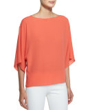 3/4-Sleeve Bateau-Neck Top, Persimmon