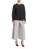 Nixie Pleated Cropped Wide-Leg Pants, Gray