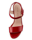 Single Patent Cork Wedge Heel, Flame