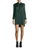 Leema Tie-Neck Silk Shift Dress, Scarab