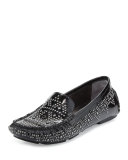 Uma Studded Patent Loafer, Black
