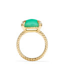 Châtelaine 18k Gold 14mm Chrysoprase Ring w/ Diamonds, Size 7