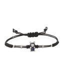 Pull-Cord Bracelet with Blue Sapphires & Diamond Teddy Bear in 18K White Gold