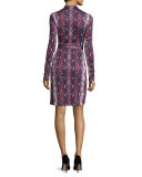 Jeannae Snake-Print Silk Wrap Dress, Multicolor