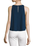 Bei Embroidered Tank Top, Navy