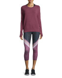 Intricate Cutout-Back Sport Pullover, Grenache Heather