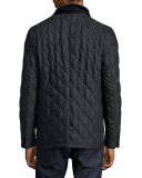 Quilted Wool Jacket w/Detachable Warmer, Charcoal