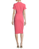 Stretch Crepe Sheath Dress, Begonia