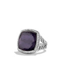 Albion Ring with Black Orchid and Diamonds, Size 6