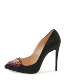 Coralita Crystal-Heart 100mm Red Sole Pump