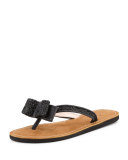 icarda glitter bow thong sandal, black