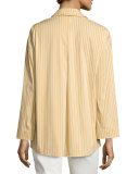 Franca Striped Long-Sleeve Half-Button Blouse, Chamomile Multi