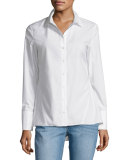 Long-Sleeve Peplum Shirt, White