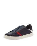 Reynold Check & Leather Sneaker, Navy