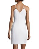 Sleeveless Geometric-Cutout Sheath Dress, White
