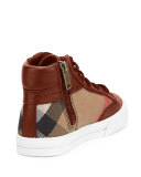 Haypark Mini Check High-Top Sneaker, Black/Tan, Toddler