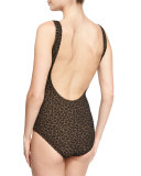 Textured Leopard-Print One-Piece Swimsuit