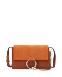 Faye Small Suede Shoulder Bag, Brown