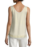 Layered Metallic Silk Tank, Gold/Cream