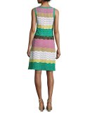 Sleeveless Colorblock Zigzag Knit Dress, Multi