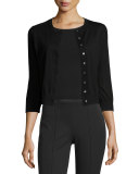 Long-Sleeve Cashmere Cardigan Sweater, Black
