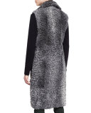 Shearling Leather-Pocket Sleeveless Coat, Flannel