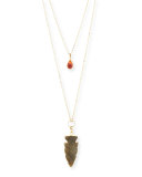 Double-Strand Citrine & Labradorite Arrowhead Necklace