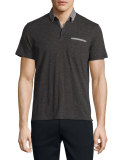 Contrast-Trim Polo Shirt, Gray/Black