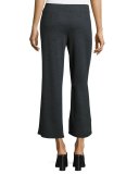 Wide-Leg Heathered Jersey Ankle Pants, Charcoal