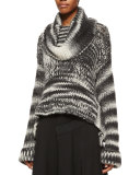 Bicolor Oversized Cowl-Neck Sweater