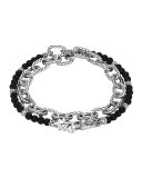 Naga Double Wrap Silver Link Bracelet with Chalcedony