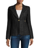 Duchess Striped Blazer with Suede Trim