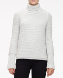 Textured Chain Knit Turtleneck Sweater