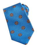Flower-Medallion Pattern Tie, Light Blue