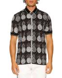 Pineapple Full-Zip Polo Shirt, Black/White