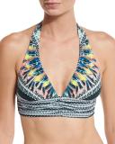 Warrior Halter Swim Top, Deep Lake Multi