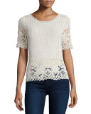 Alizeh B Crocheted Short-Sleeve Top