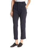 Slouchy Linen-Blend Cropped Trousers