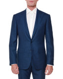 Textured Peak-Lapel Wool-Blend Suit, Navy