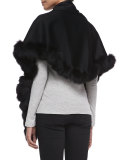 Whip-Stitch Fox Fur Shawl, Black
