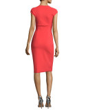 Alix Cap-Sleeve Sheath Dress, Aragosta