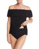 Kris Off-the-Shoulder Tankini Swim Top, Black