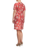 Downtown Floral-Print Sheath Dress W/ Attachable Sleeves, Plus Size 